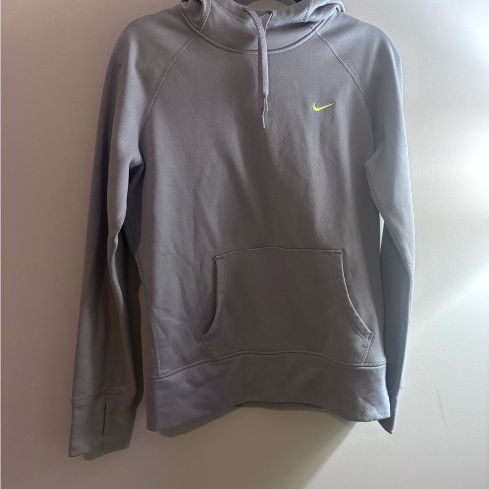 Nike Light Gray Hoodie with Lime Logo
